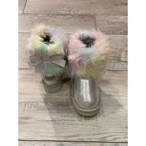 Weestep Girls Rainbow Warm Fur Winter Ankle Flat Snow Boot Size 5